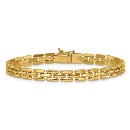 14K Yellow Gold Polished 6.3mm Fancy Link Bracelet