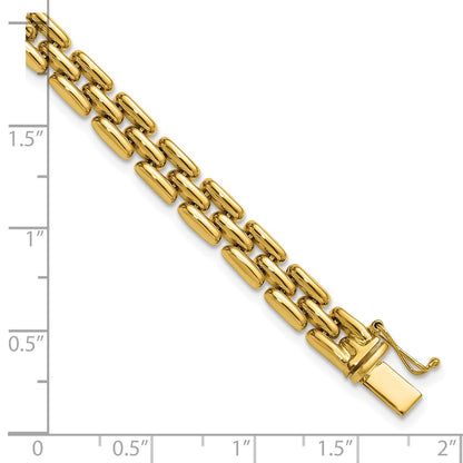 14K Yellow Gold Polished 6.3mm Fancy Link Bracelet