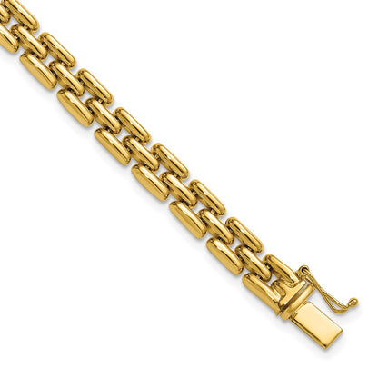 14K Yellow Gold Polished 6.3mm Fancy Link Bracelet