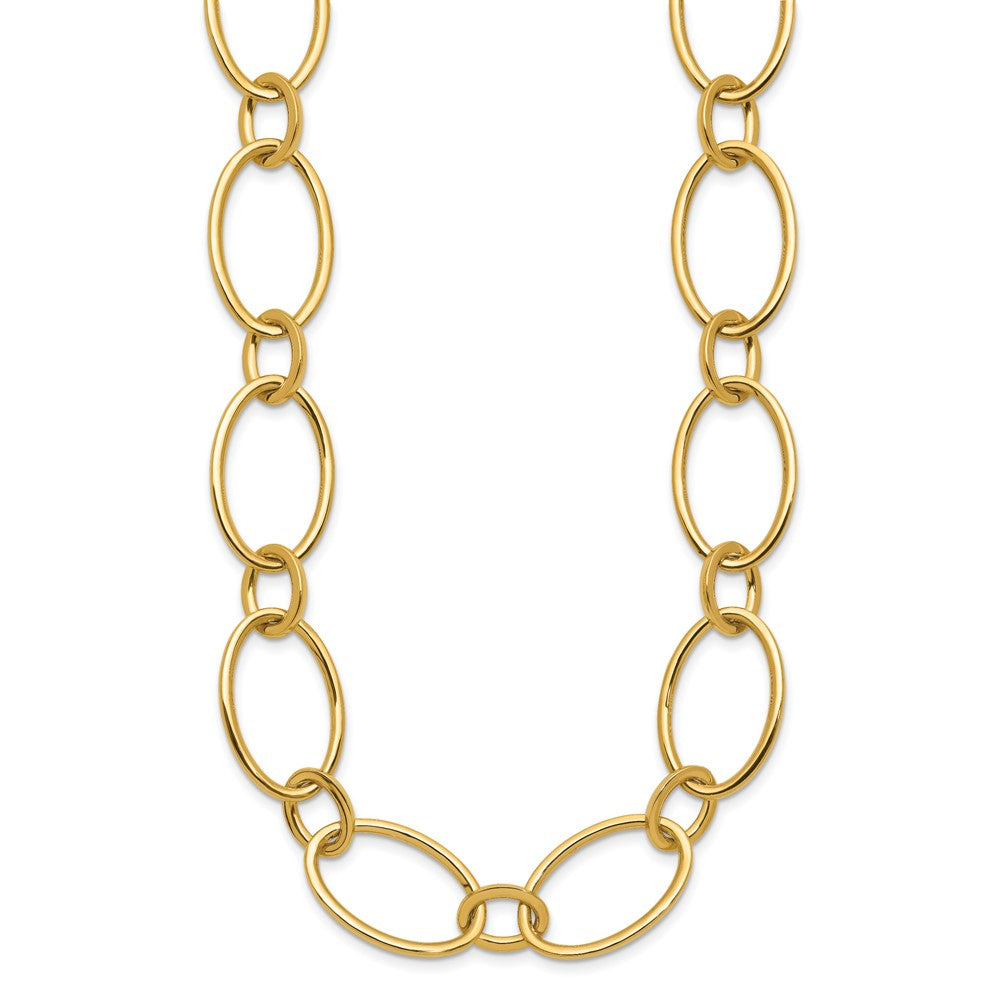 14K Yellow Gold Polished Fancy Mixed Oval Link Necklace