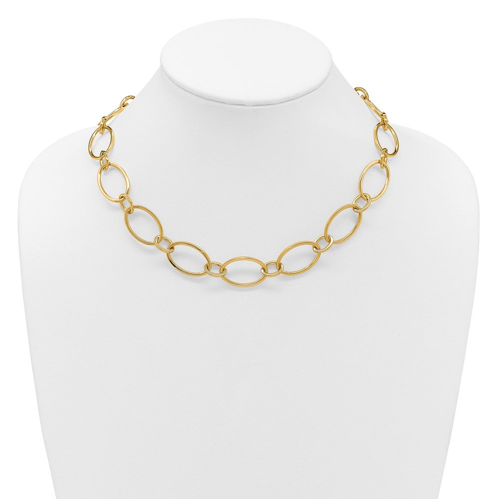 14K Yellow Gold Polished Fancy Mixed Oval Link Necklace