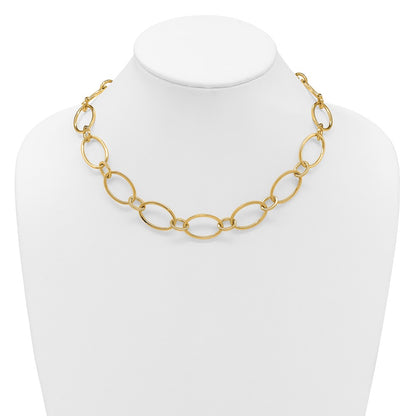 14K Yellow Gold Polished Fancy Mixed Oval Link Necklace