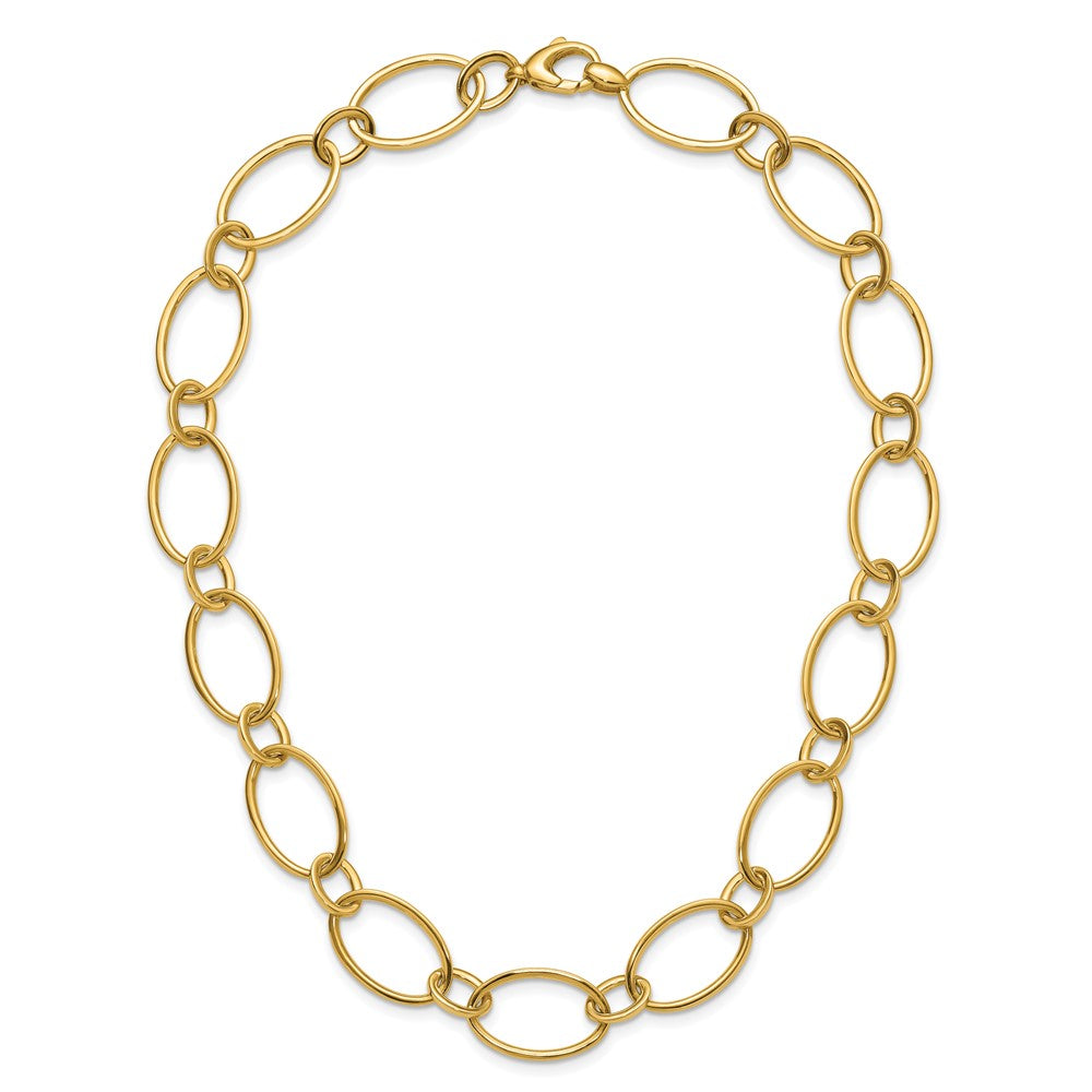 14K Yellow Gold Polished Fancy Mixed Oval Link Necklace