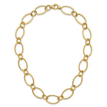 14K Yellow Gold Polished Fancy Mixed Oval Link Necklace