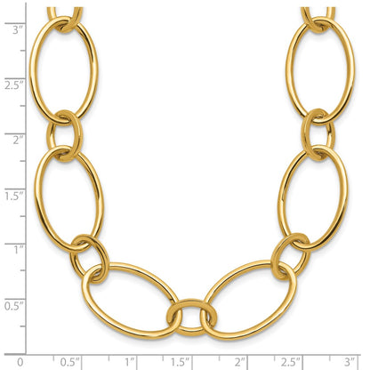 14K Yellow Gold Polished Fancy Mixed Oval Link Necklace