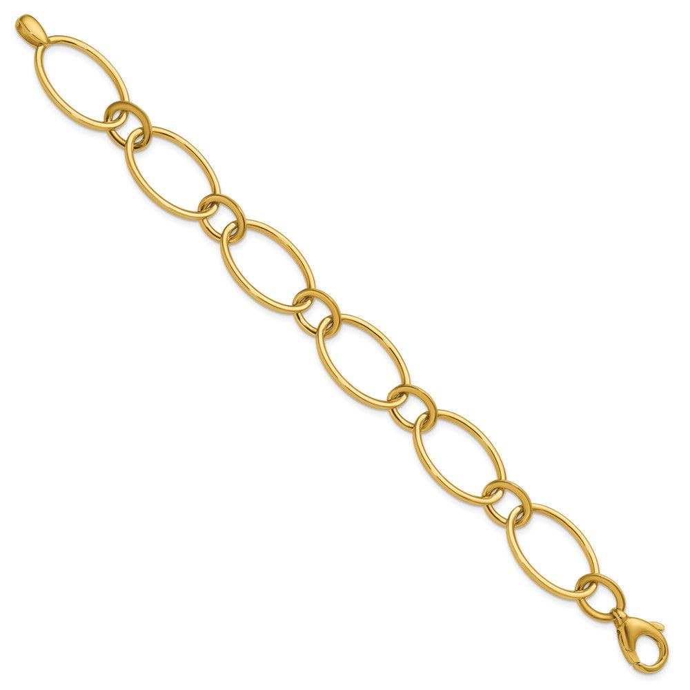 14K Yellow Gold Polished Fancy Mixed Oval Link Bracelet