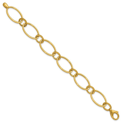 14K Yellow Gold Polished Fancy Mixed Oval Link Bracelet