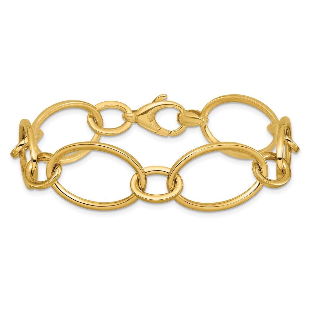 14K Yellow Gold Polished Fancy Mixed Oval Link Bracelet