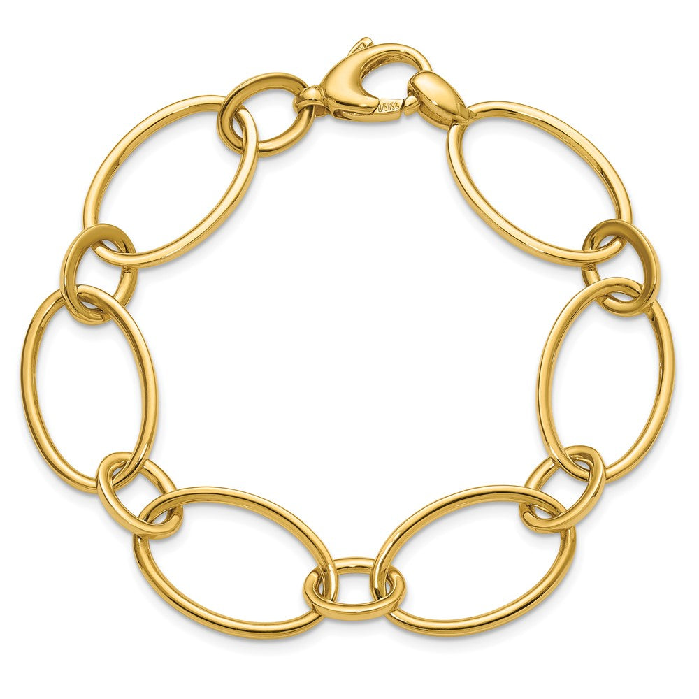 14K Yellow Gold Polished Fancy Mixed Oval Link Bracelet