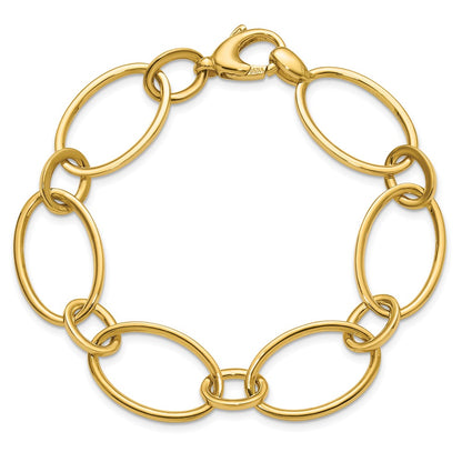 14K Yellow Gold Polished Fancy Mixed Oval Link Bracelet