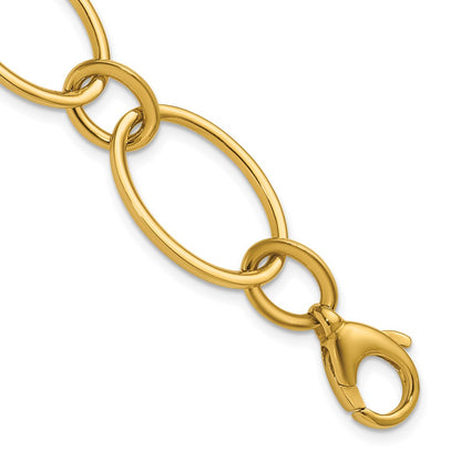 14K Yellow Gold Polished Fancy Mixed Oval Link Bracelet