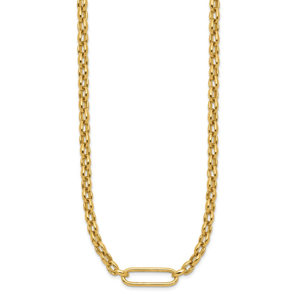 14K Yellow Gold Polished Fancy Elongated Oval Link Necklace