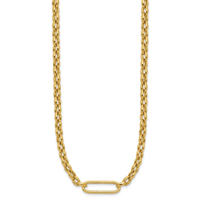 14K Yellow Gold Polished Fancy Elongated Oval Link Necklace