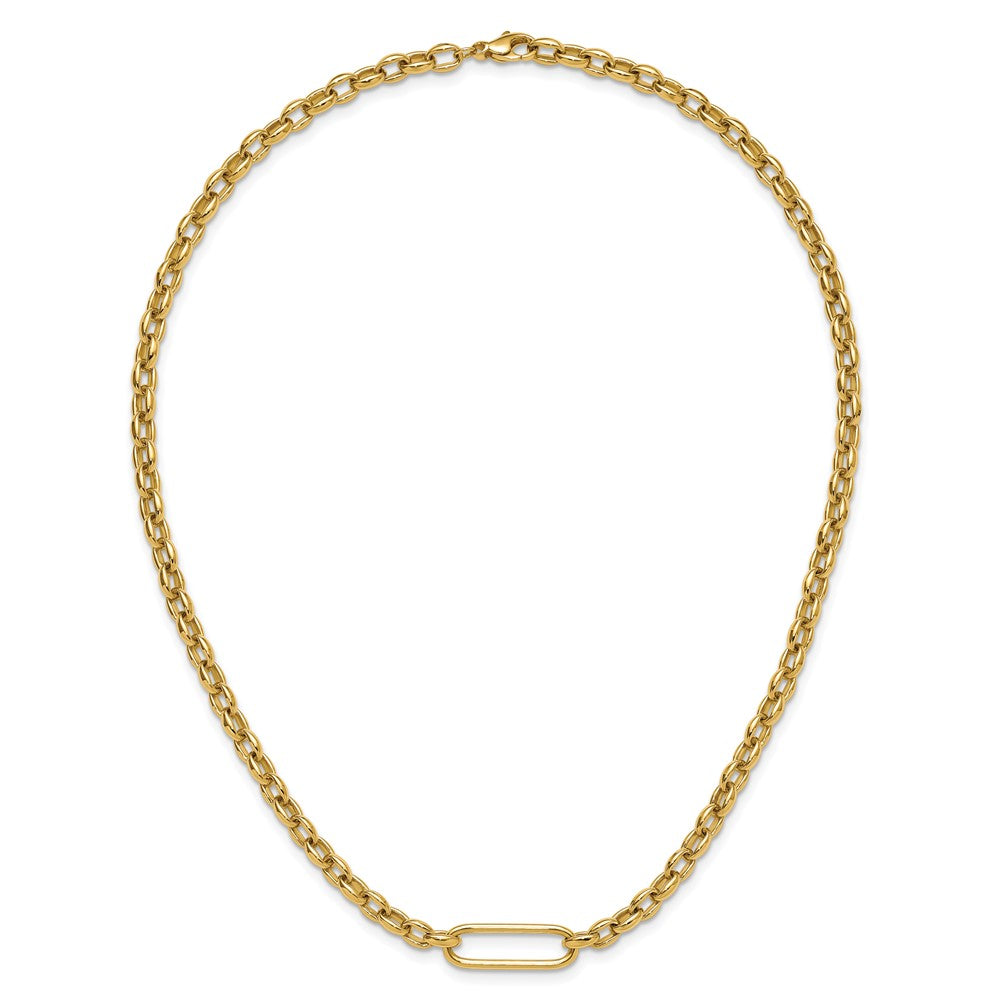 14K Yellow Gold Polished Fancy Elongated Oval Link Necklace