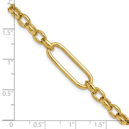 14K Yellow Gold Polished Fancy Elongated Oval Link Bracelet