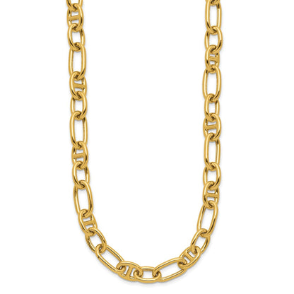 14K Yellow Gold Polished Mixed Oval And Anchor Link Necklace