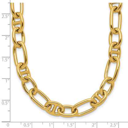 14K Yellow Gold Polished Mixed Oval And Anchor Link Necklace