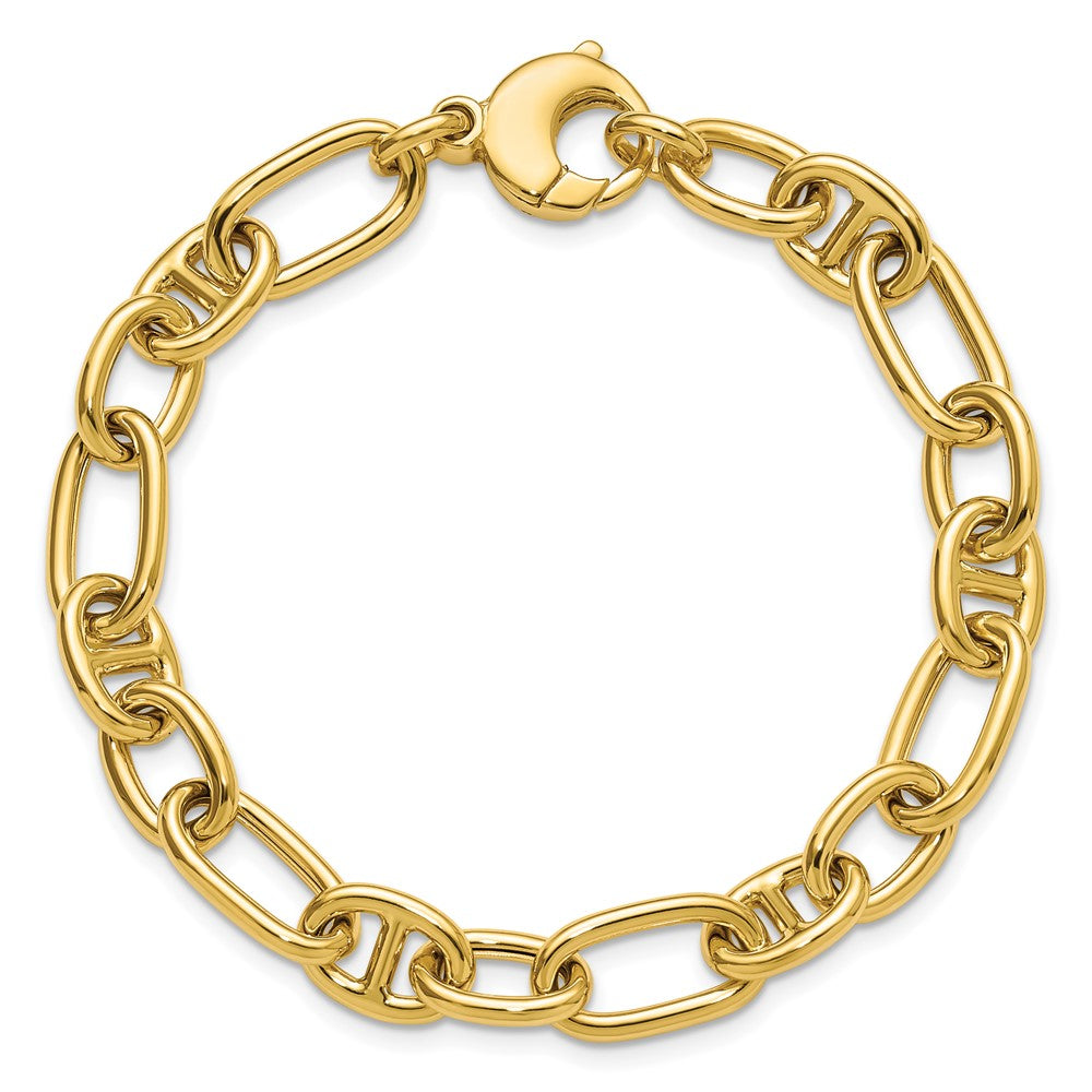 14K Yellow Gold Polished Mixed Oval And Anchor Link Bracelet