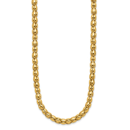 14K Two Tone Polished 5.5mm Popcorn Mesh Necklace