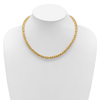 14K Two Tone Polished 5.5mm Popcorn Mesh Necklace