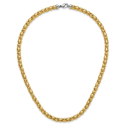 14K Two Tone Polished 5.5mm Popcorn Mesh Necklace