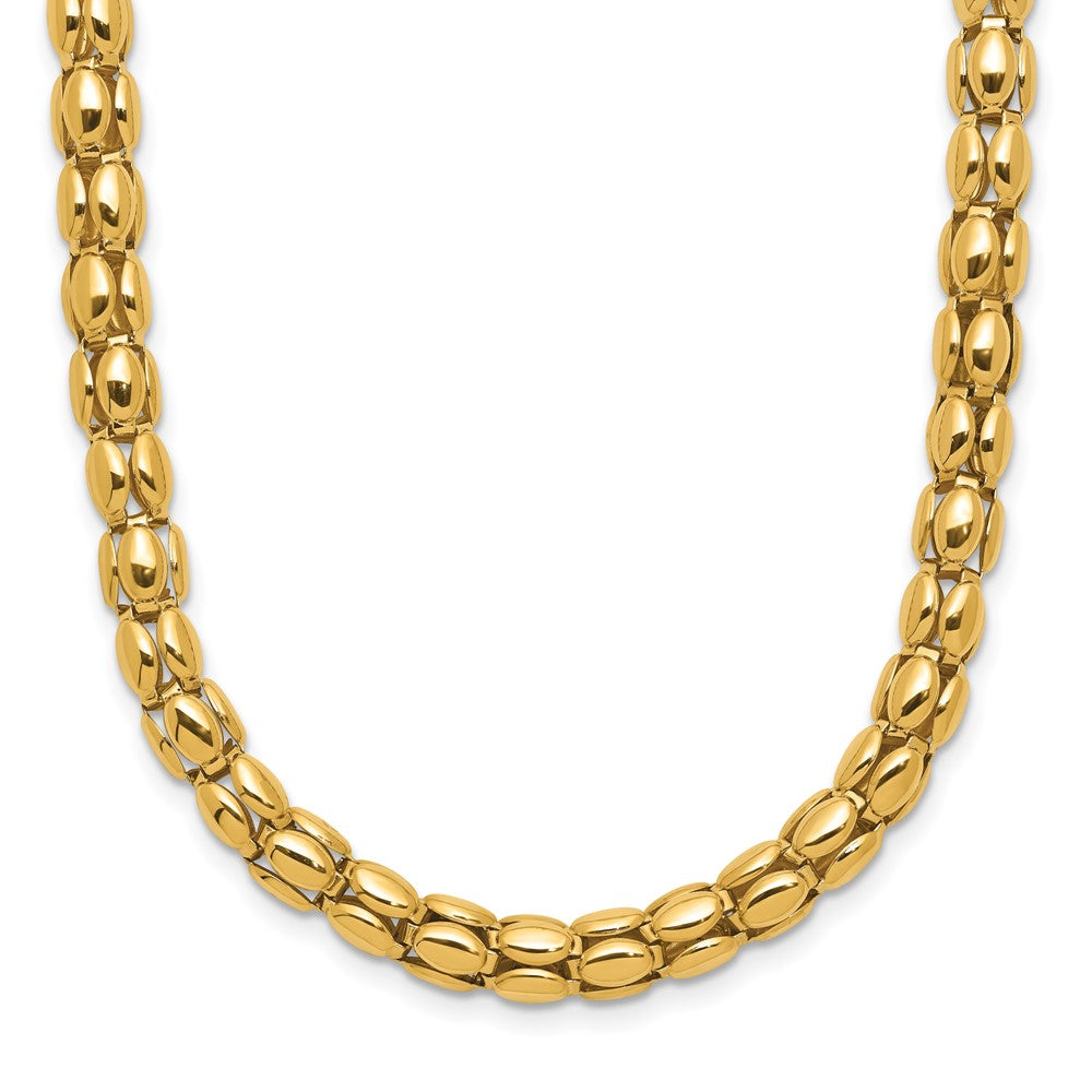 14K Two Tone Polished 5.5mm Popcorn Mesh Necklace