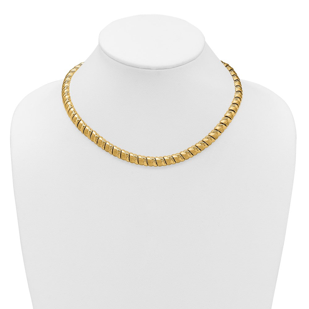 14K Yellow Gold Polished And Brushed Fancy 8.0mm Necklace
