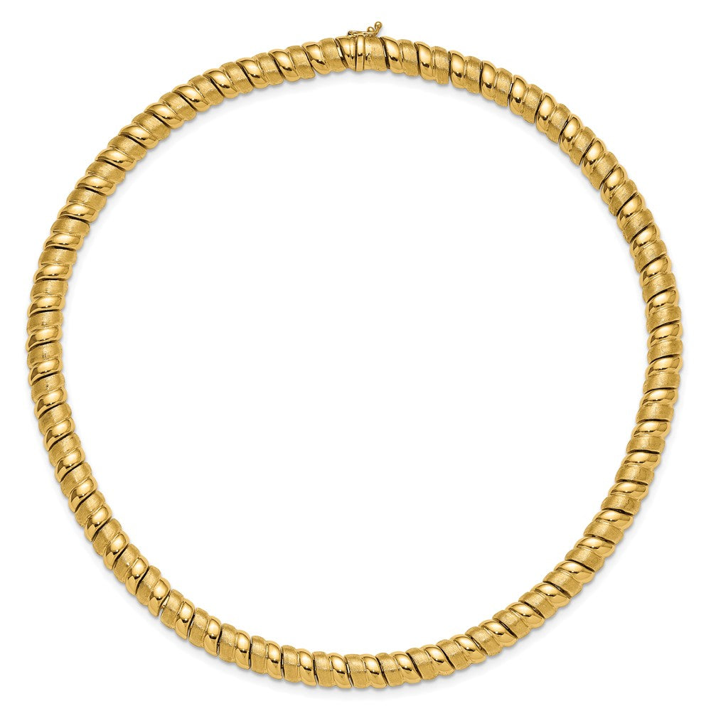 14K Yellow Gold Polished And Brushed Fancy 8.0mm Necklace