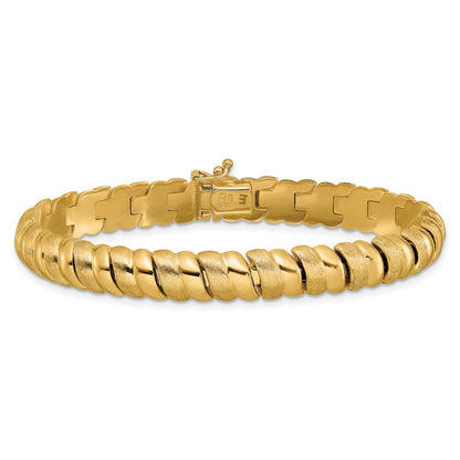 14K Yellow Gold Polished And Brushed Fancy 8.0mm Bracelet