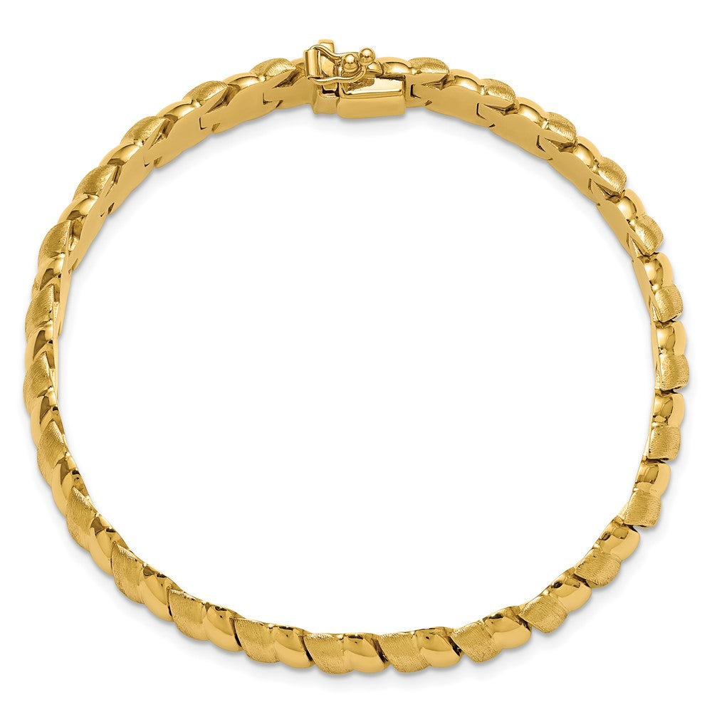 14K Yellow Gold Polished And Brushed Fancy 8.0mm Bracelet