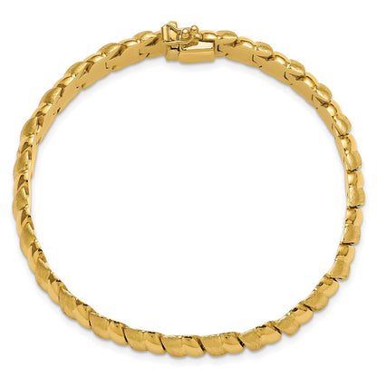 14K Yellow Gold Polished And Brushed Fancy 8.0mm Bracelet