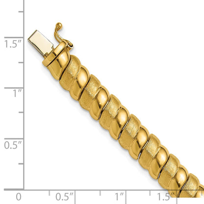 14K Yellow Gold Polished And Brushed Fancy 8.0mm Bracelet