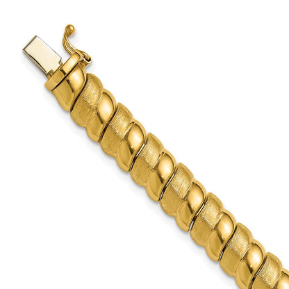 14K Yellow Gold Polished And Brushed Fancy 8.0mm Bracelet