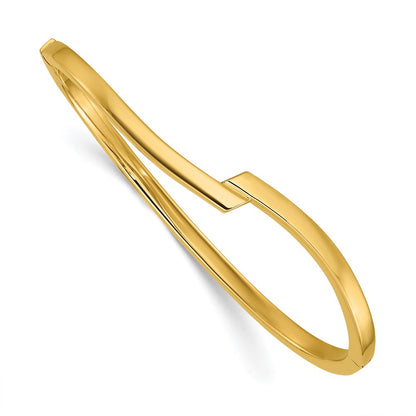 14K Yellow Gold Polished Fancy Bypass Hinged Bangle
