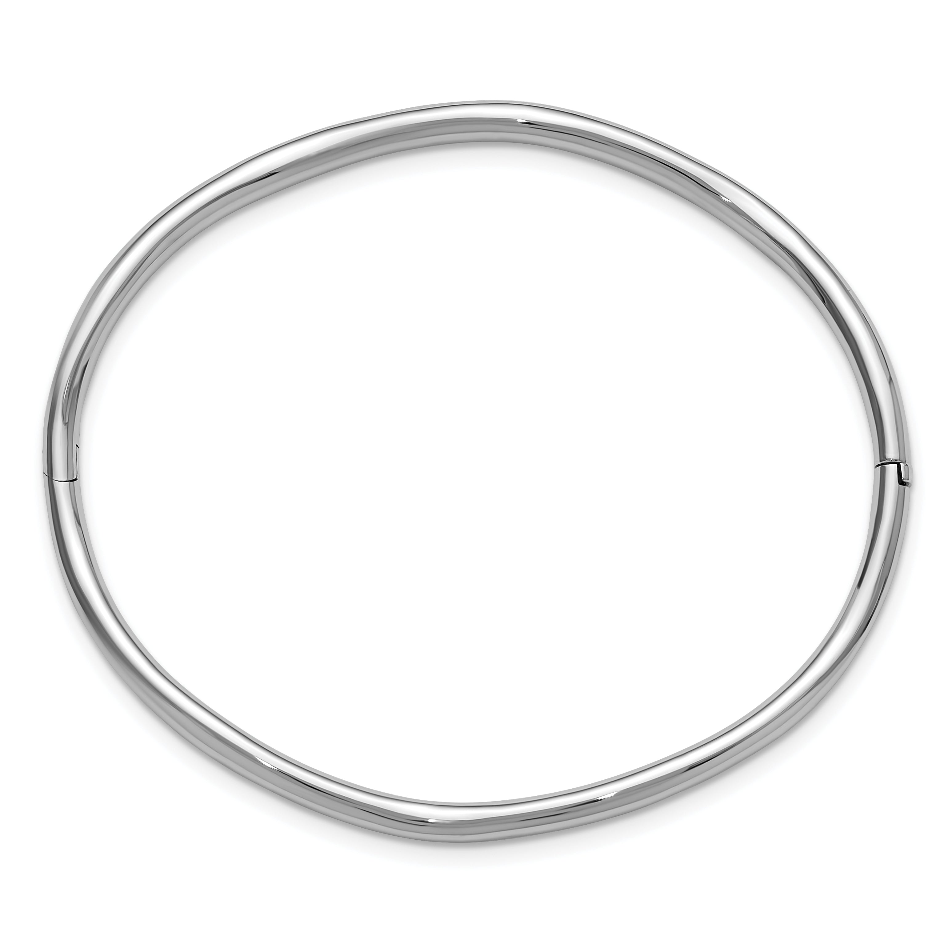 14K White Gold Polished Fancy Wavy Hinged Bangle