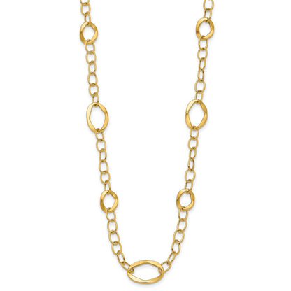 14K Yellow Gold Polished Fancy Link 2In Ext. Necklace