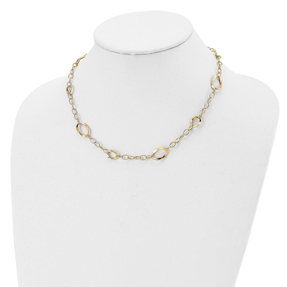 14K Yellow Gold Polished Fancy Link 2In Ext. Necklace