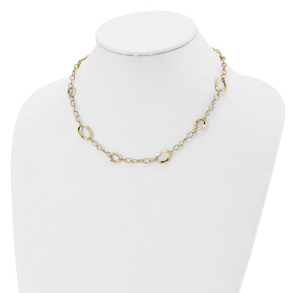 14K Yellow Gold Polished Fancy Link 2In Ext. Necklace
