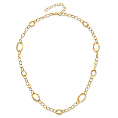 14K Yellow Gold Polished Fancy Link 2In Ext. Necklace