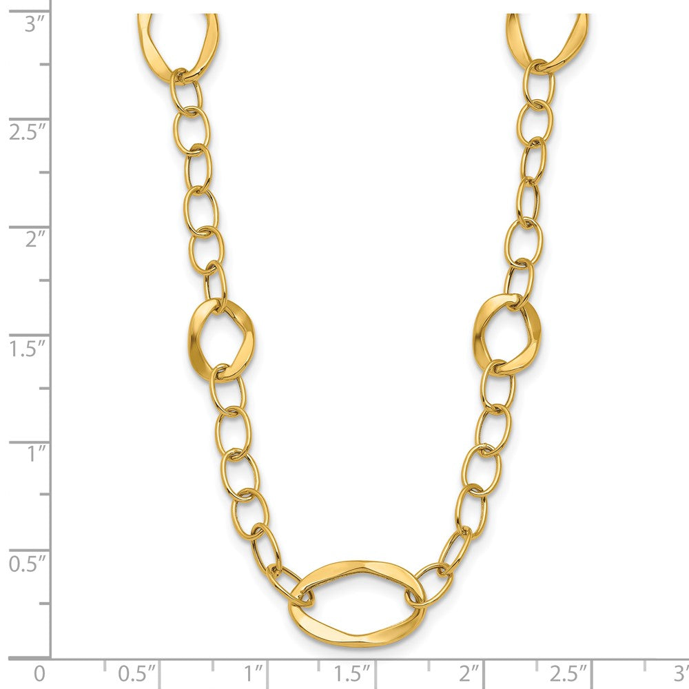 14K Yellow Gold Polished Fancy Link 2In Ext. Necklace