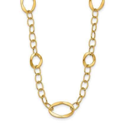 14K Yellow Gold Polished Fancy Link 2In Ext. Necklace