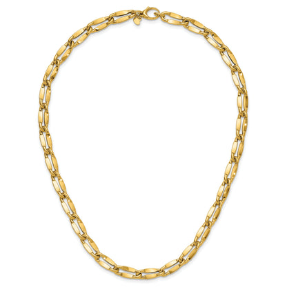 14K Yellow Gold Polished Fancy Contoured Link Necklace