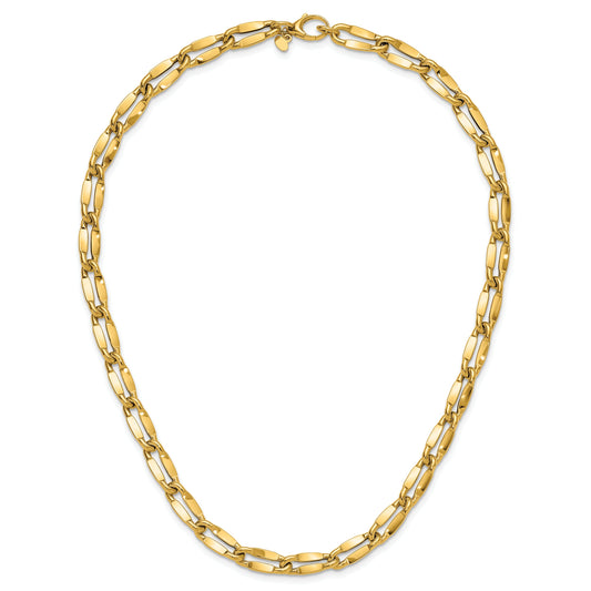 14K Yellow Gold Polished Fancy Contoured Link Necklace