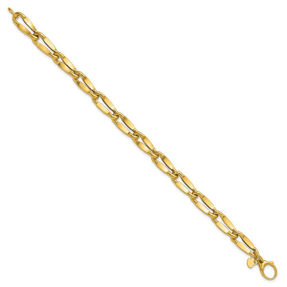 14K Yellow Gold Polished Fancy Contoured Link Bracelet
