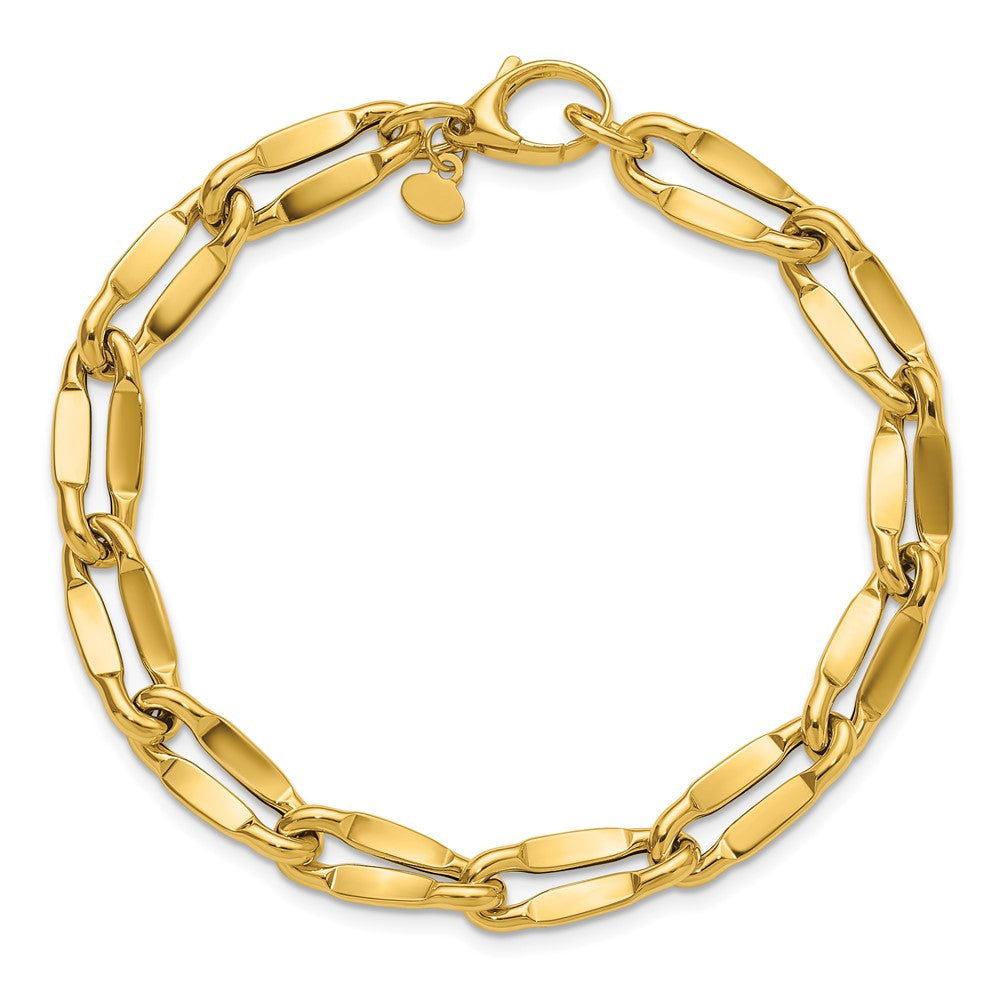 14K Yellow Gold Polished Fancy Contoured Link Bracelet