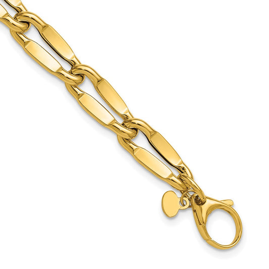 14K Yellow Gold Polished Fancy Contoured Link Bracelet
