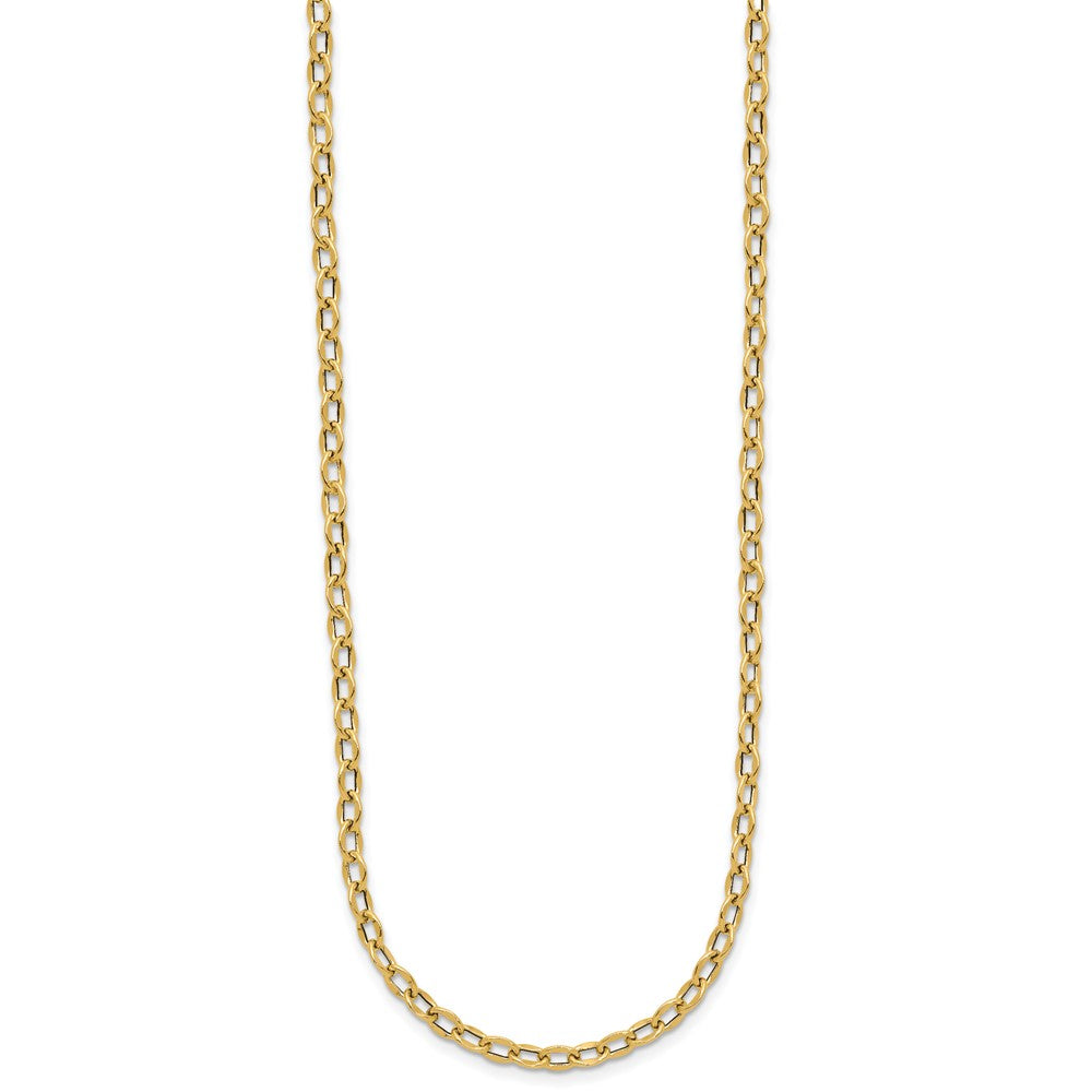 14K Yellow Gold Polished Fancy Flat Cable Link Necklace