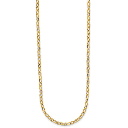 14K Yellow Gold Polished Fancy Flat Cable Link Necklace