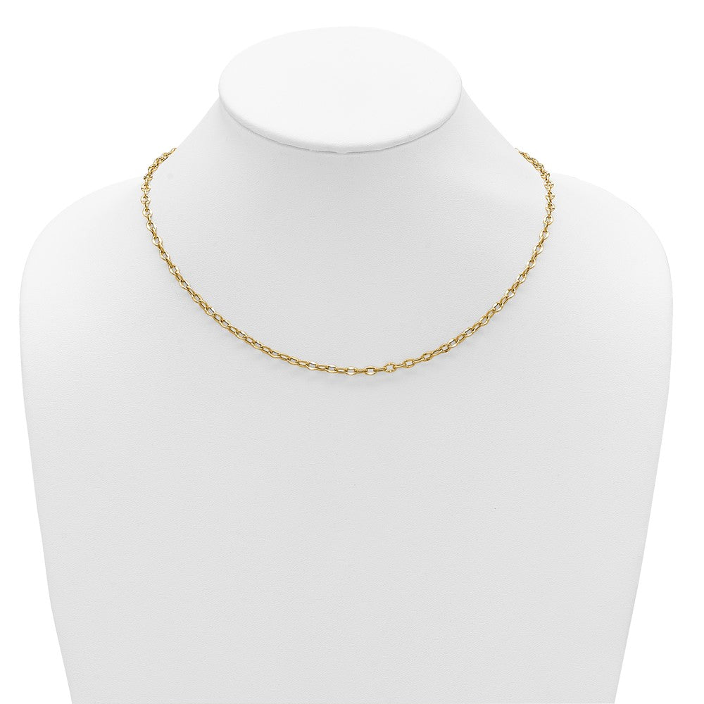 14K Yellow Gold Polished Fancy Flat Cable Link Necklace