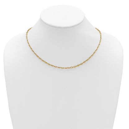 14K Yellow Gold Polished Fancy Flat Cable Link Necklace